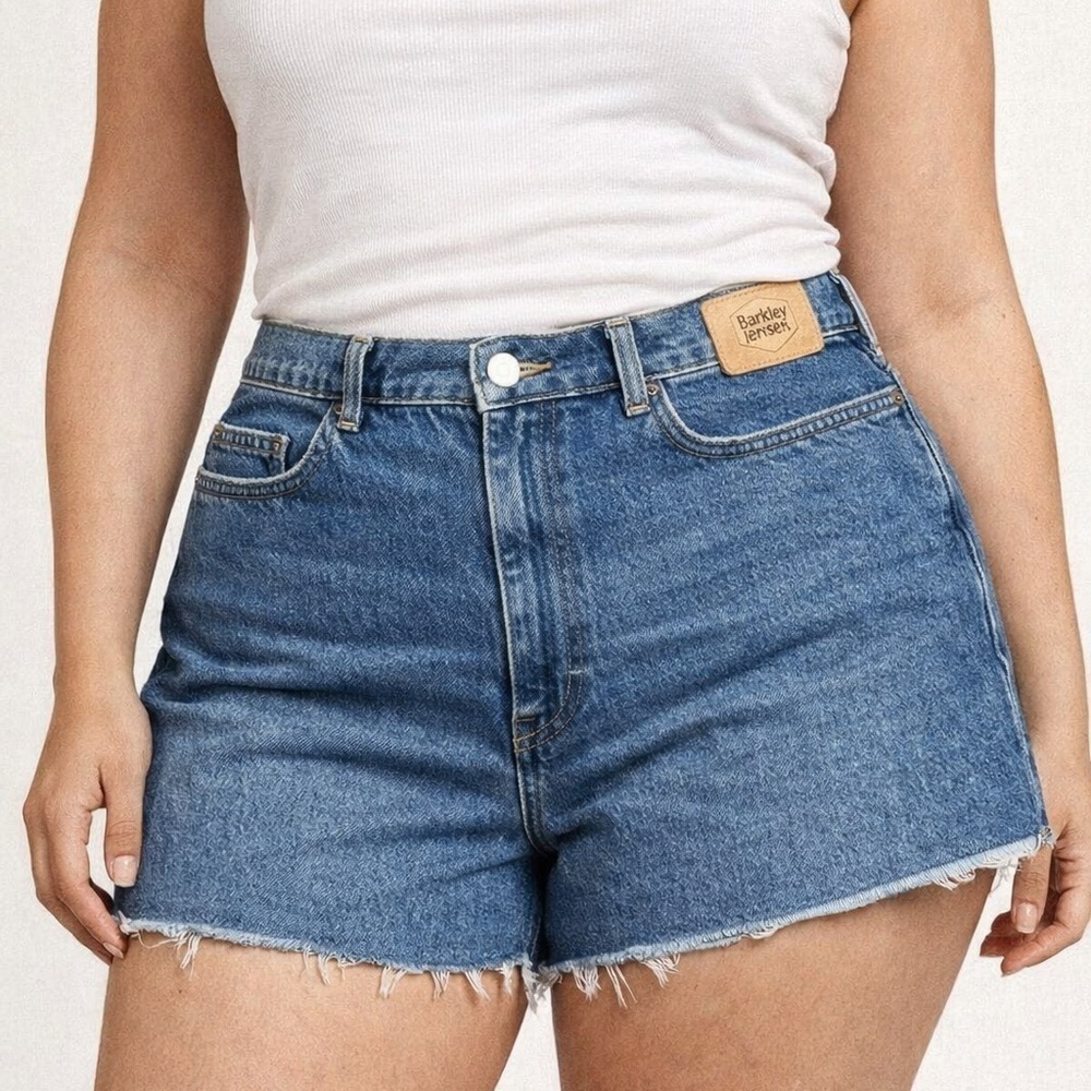 Barkley Jensen High Rise Denim Cutoff Shorts Womens 16–18 Blue Raw Hem vintage